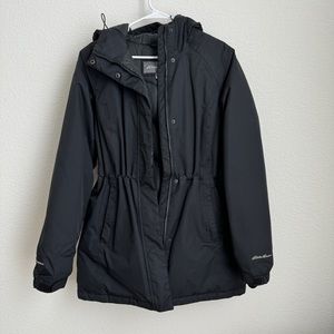 Eddie Bauer Black WeatherEdge Down Parka Winter Coat Jacket M